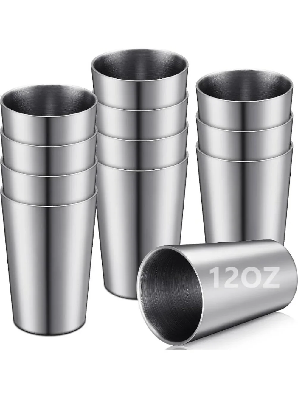 12 Pack Insulated Stainless Steel Cups - 12oz Double Wall Stackable Tumblers for